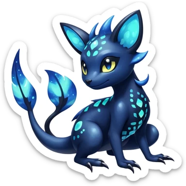 Colorful Iridescent Exotic Nebulae Salandit-Meowstic-Umbreon-Fakémon-hybrid-creature (full body)  sticker