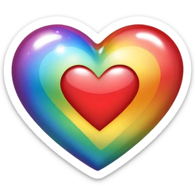 heart with a rainbow shimmer center sticker