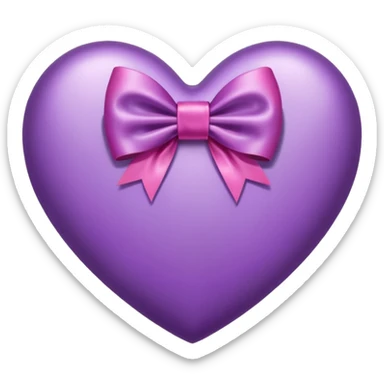 Purple heart with bow around sticker