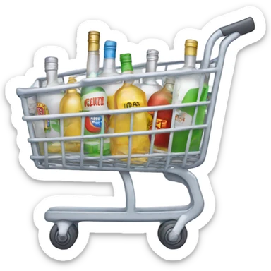 Shopping cart full of vodka sticker