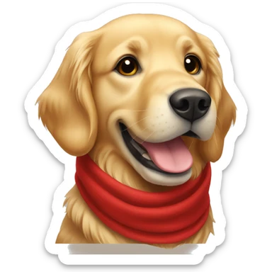 Golden retriever wearing a red scarf sticker