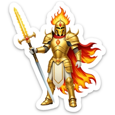 Emperor of Mankind from Warhammer 40K with golden armor and a large flaming sword sticker