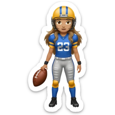 Long Haired Football Players, Female player, full body sticker
