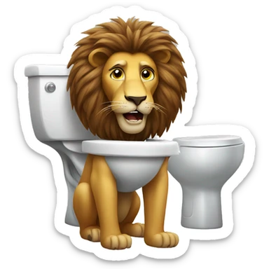 A Lion smoking on the toilet  sticker