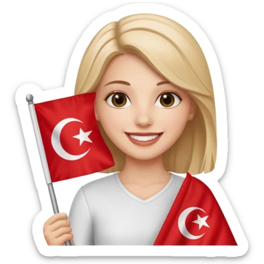 a white  girl holding tunisia flag sticker