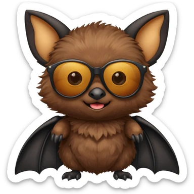 cute black bat with sunglasses, full body sticker