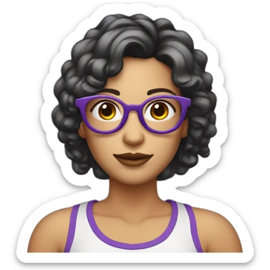 Femme avec cheveux violet court et lunette et avec des percing sticker