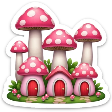 pink mushroom houses sticker