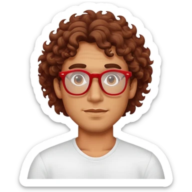 guy with a bit tanned skin wavy more curly hair with red glasses sticker