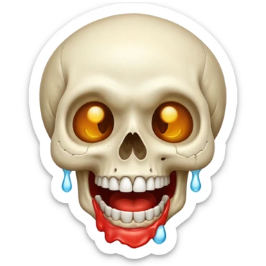Laughing skull sweating sticker