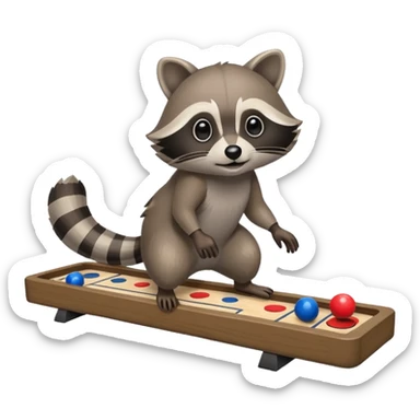 Raccoon playing floor shuffleboard sticker