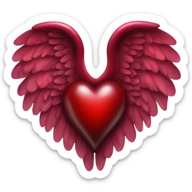 Dark Red heart with angel wings  sticker