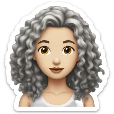 White girl with black frizzy hair sticker