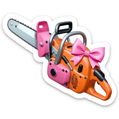 chainsaw with a pink bow sticker