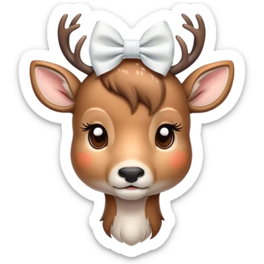 Deer with a white bow on head all sleepy sticker