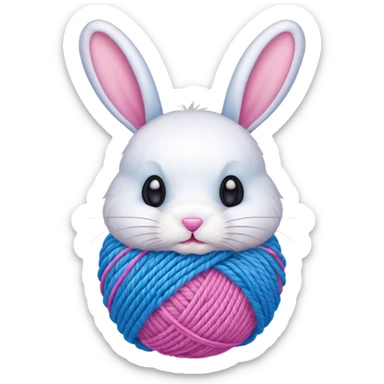 Bunny knitting yarn ball on head sticker