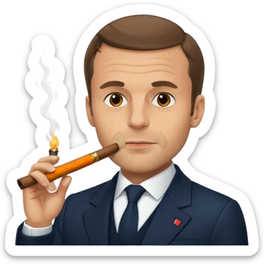 Macron avec un cigare à la bouche sticker
