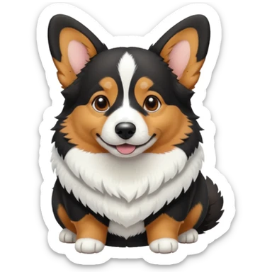 black tricolor corgi with no tail in snow sticker