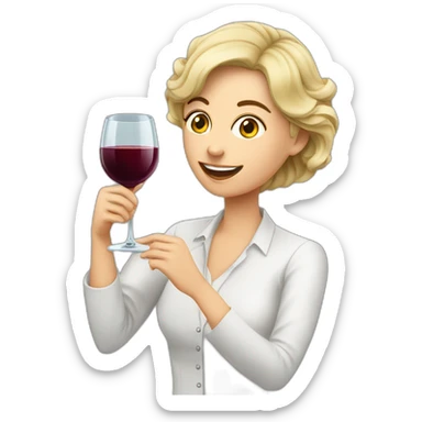 profesora rubia bebiendo una copa de vino sticker