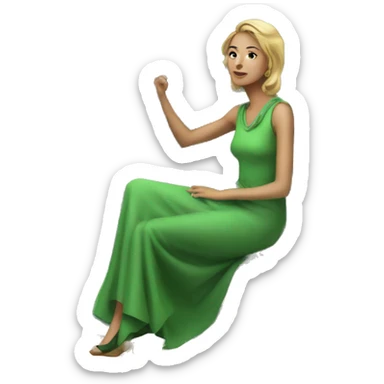 Woman with a pretty green dress sitting on saturn sticker