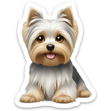 white grey gold yorkie maltese dog mix  sticker