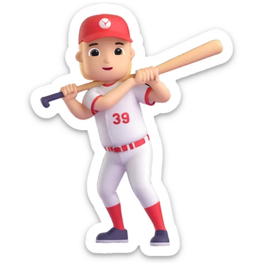 Make the baseball bat character all the same color and render it in a 3D style with no background. sticker