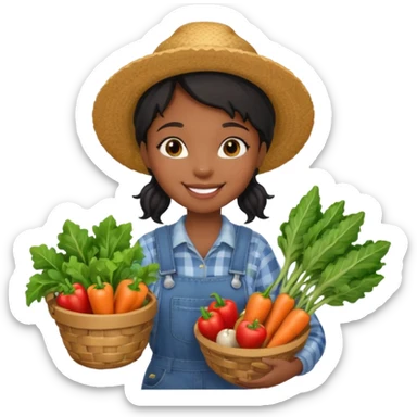 make a cute black girl farmer  sticker