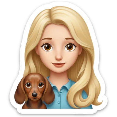 Blonde girl with brown Merle long hair dachshund  sticker