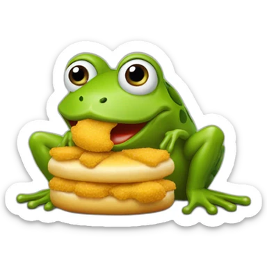 frog eating mc donalds chicken nuggets sticker