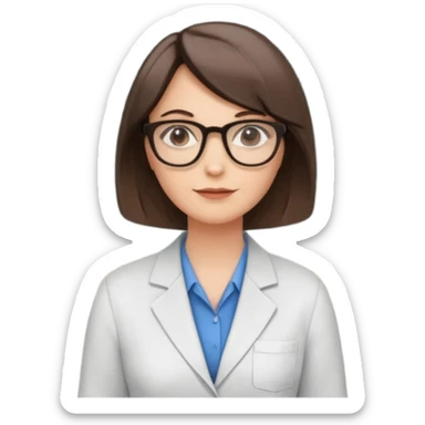 40 year old female with a bob, work as a professor, in the middle of a workshop, in front of a white board with figures and diagrams sticker