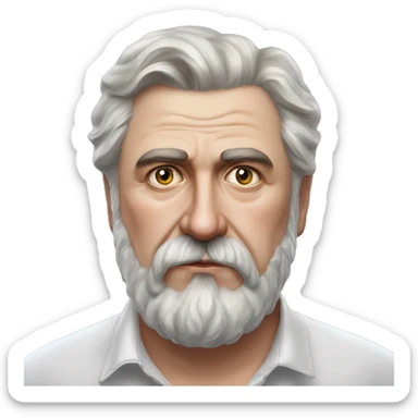 Russian writer Alexander Kuprin Photorealism A plump serious man of Slavic appearance with Small eyes with beard and mustache, with a  short haircut, big detailed face, wrinkled face sticker