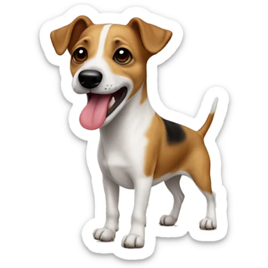 a jackrusselterrier dog with its tongue out sticker