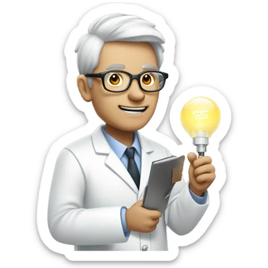 professor with light emitting diode sticker