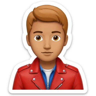 Motorbiker man with red leather jacket sticker