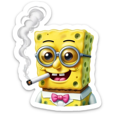 geeked spongebob smoking sticker