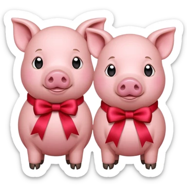 6 pigs with ribbons sticker