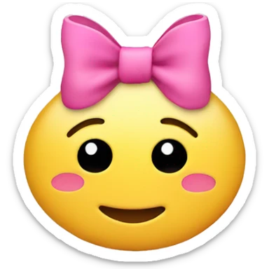 shy smiley face with a pink bow sticker