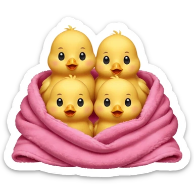 happy smile red chicks in pink blanket sticker