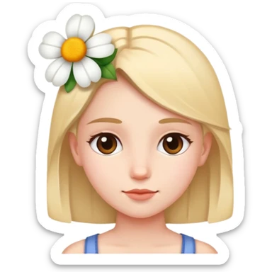 Niña con flor pequeña en la cabeza en la parte derecha sticker