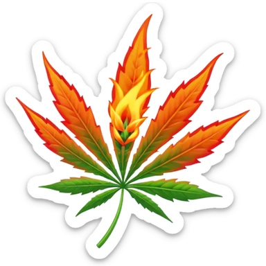 Cannabis leaf with rotation design on out with flame sticker