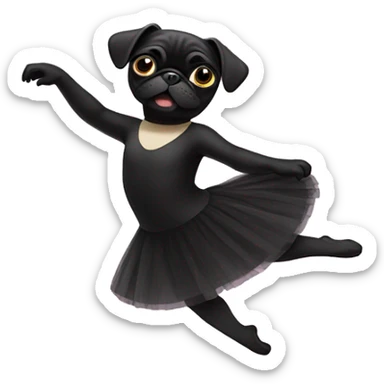 Black pug dancing ballet sticker