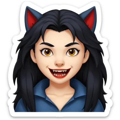 Werewolf black hair girl with a smile sticker