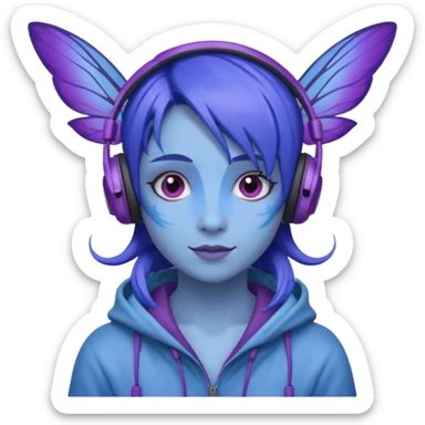fairy blue purple headphones sticker