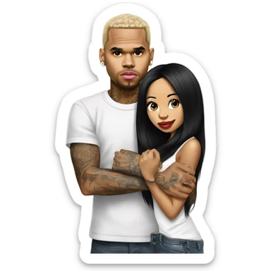 Hyper Realistic Chris Brown and beautiful Karruche Tran  sticker