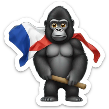 Gorille porte drapeau francais sticker
