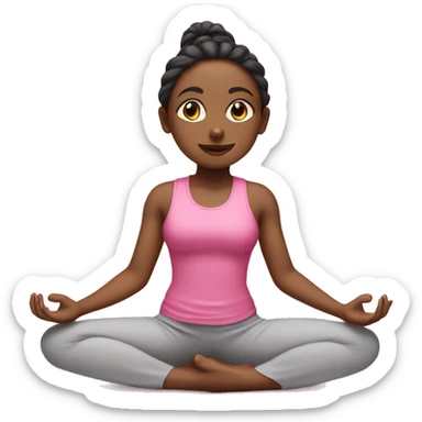 A blinde girl doing yoga with pink outfit sticker