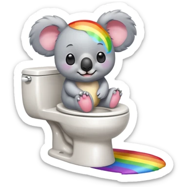 rainbow koala on a toilet pooping rainbows sticker
