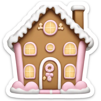 light pink and gold and white gingerbread house sticker