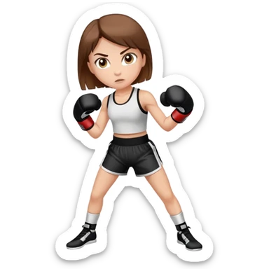 White girl with brown hair doing kickboxing sticker