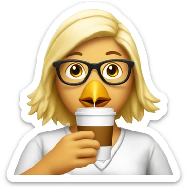 Blonde chicken sipping Cappuccino  sticker